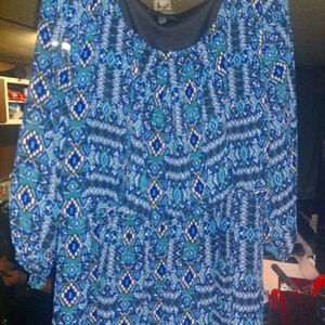Printed dress blue green prints 2x